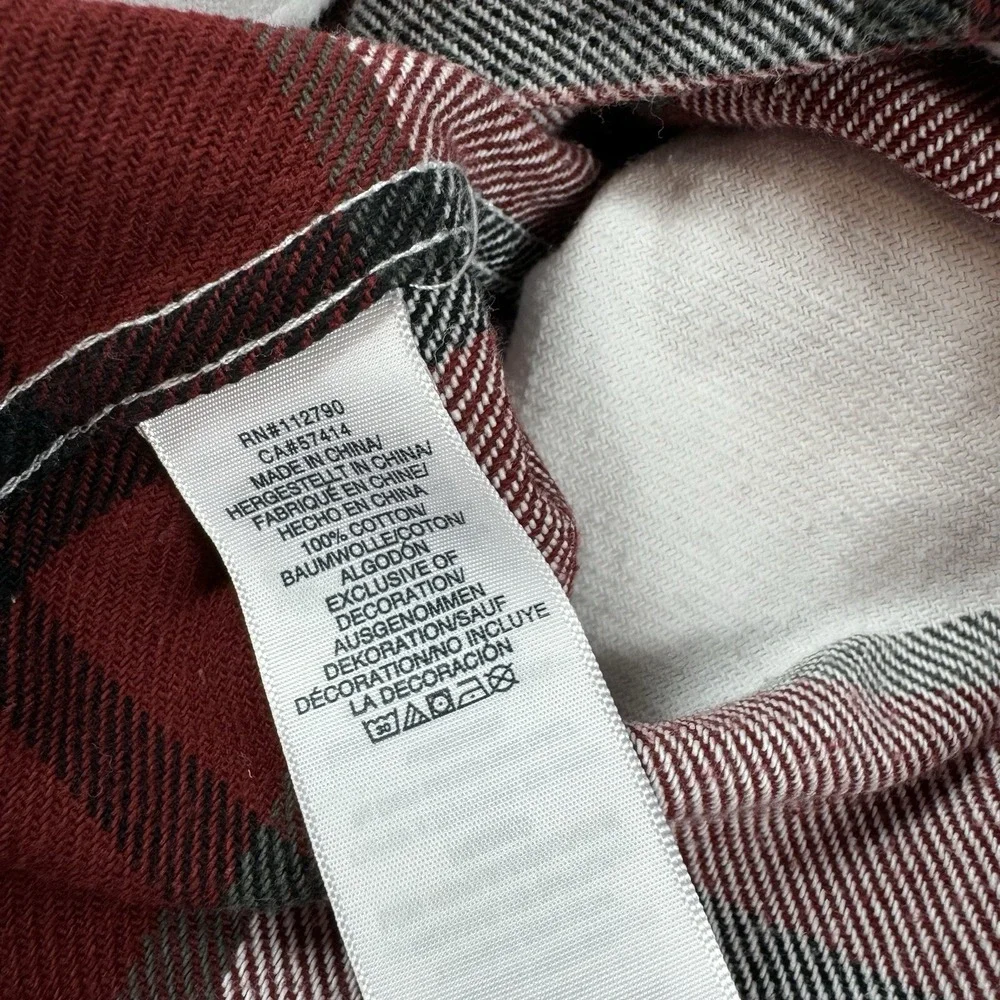 True Religion Mens Red White Plaid Cotton Flannel Button Up Shirt XL 104980